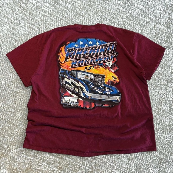 SOLD Gildan burgundy red racing graphic tee 2XL - Picture 1 of 6